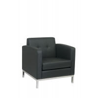 OSP Home Furnishings WST51A-B18 Wall Street Armchair. Black Faux Leather.